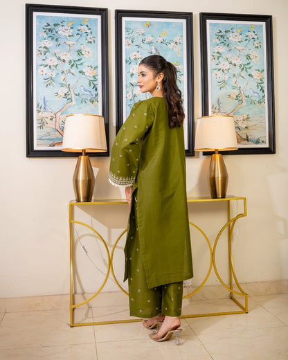 OLIVE EMBROIDERY 2PC Comfit Wears