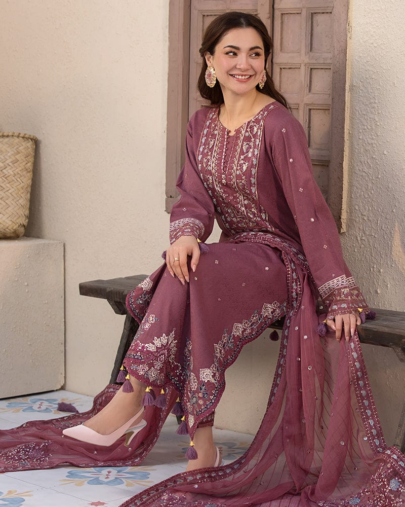 DUSTY ROSE 3PC - EMBROIDERED DRESS Comfit Wears