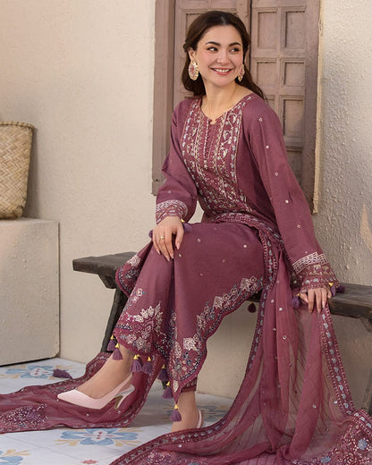 DUSTY ROSE 3PC - EMBROIDERED DRESS Comfit Wears