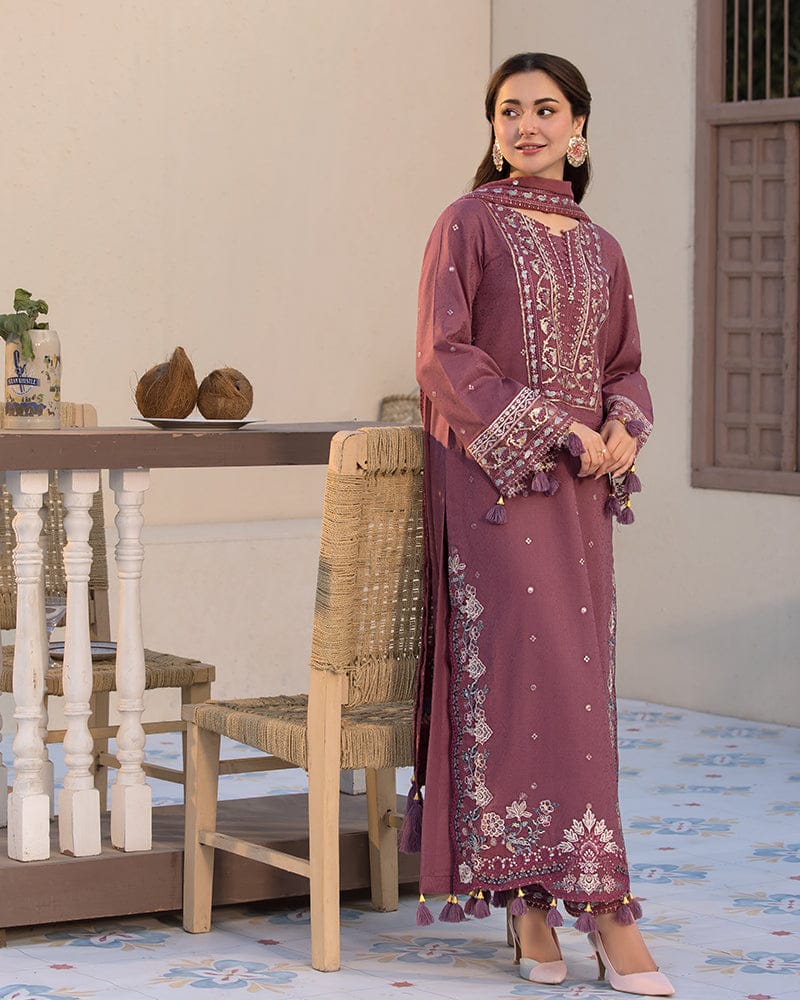 DUSTY ROSE 3PC - EMBROIDERED DRESS Comfit Wears