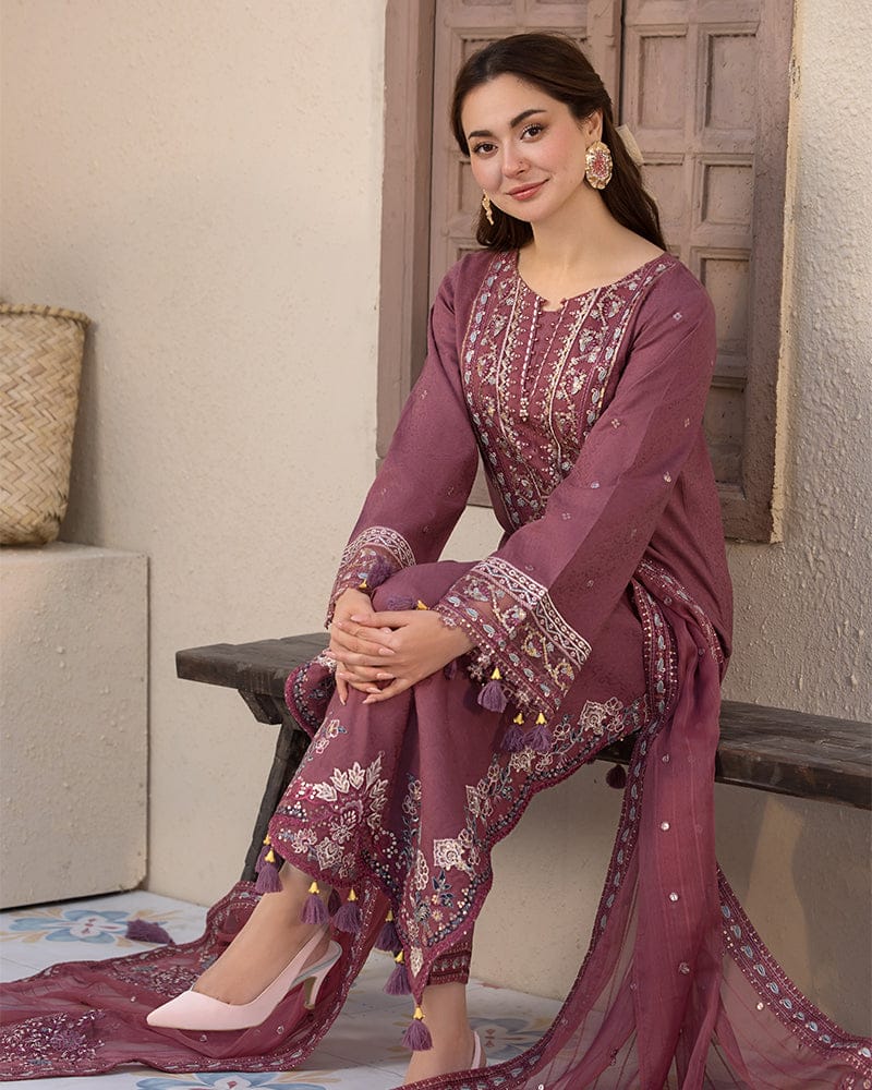 DUSTY ROSE 3PC - EMBROIDERED DRESS Comfit Wears