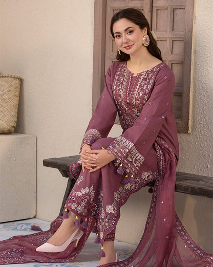 DUSTY ROSE 3PC - EMBROIDERED DRESS Comfit Wears