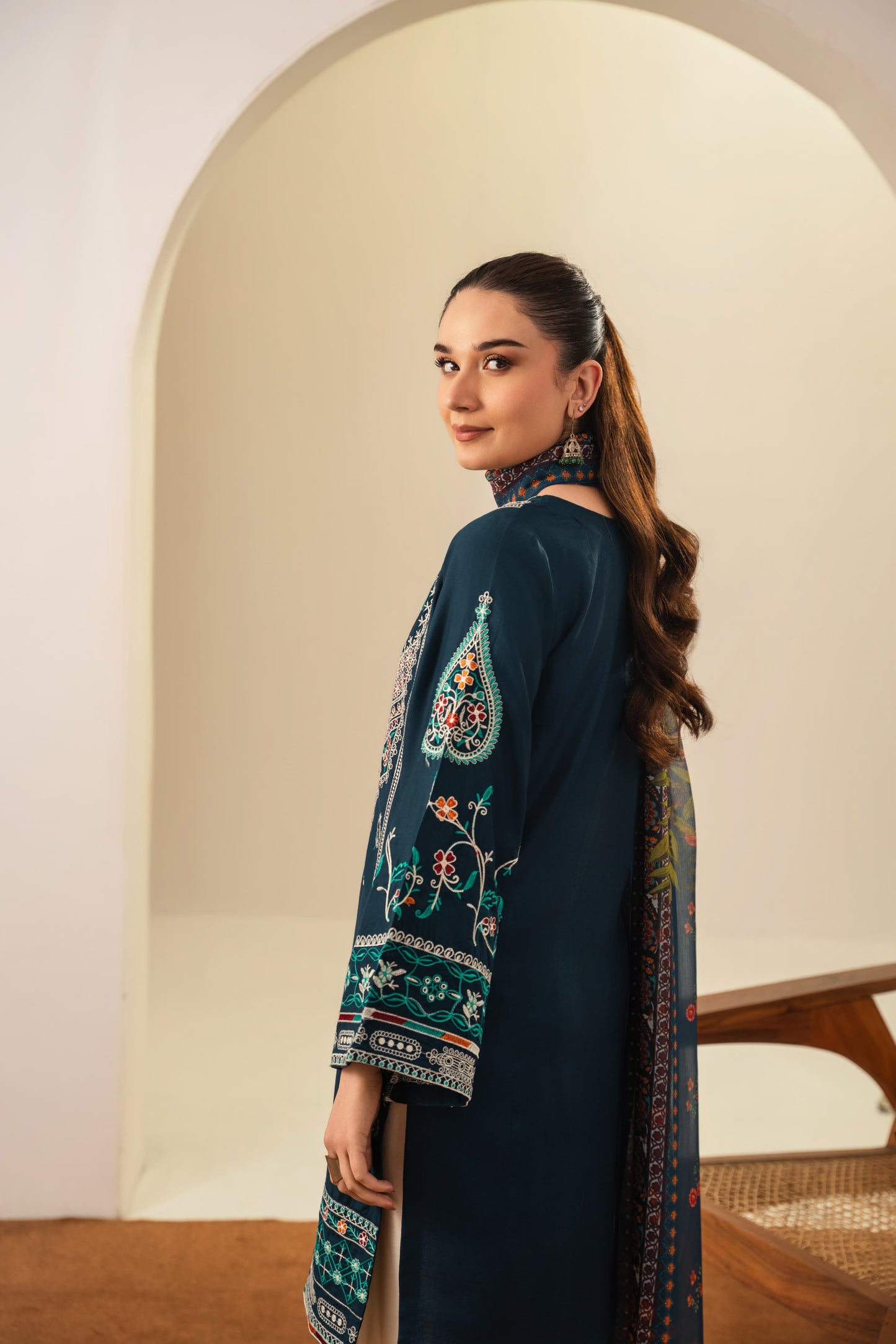 SAJJAL EMBROIDERED 3PC (FARSHI) Raj Kumari Collections