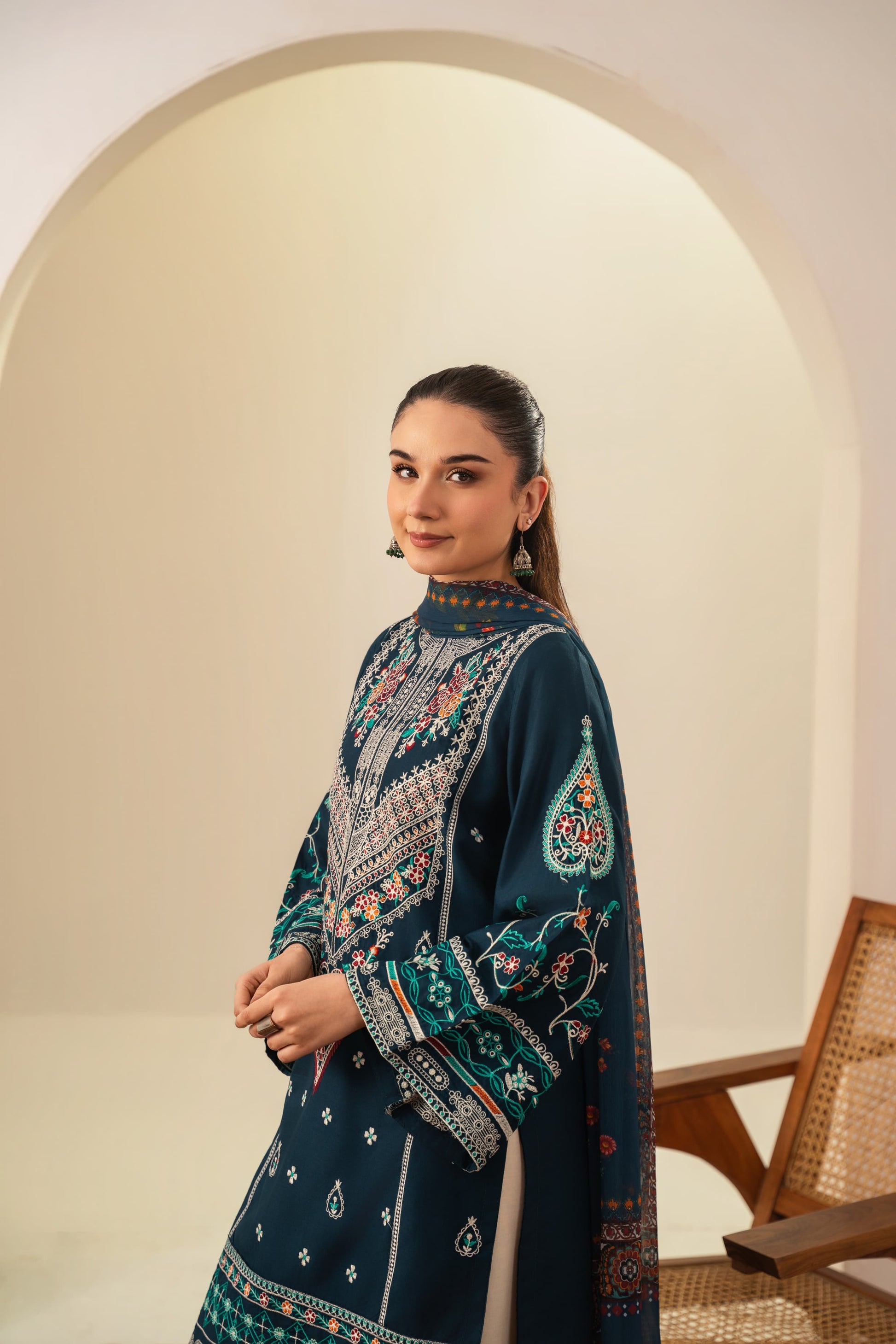 SAJJAL EMBROIDERED 3PC (FARSHI) Raj Kumari Collections
