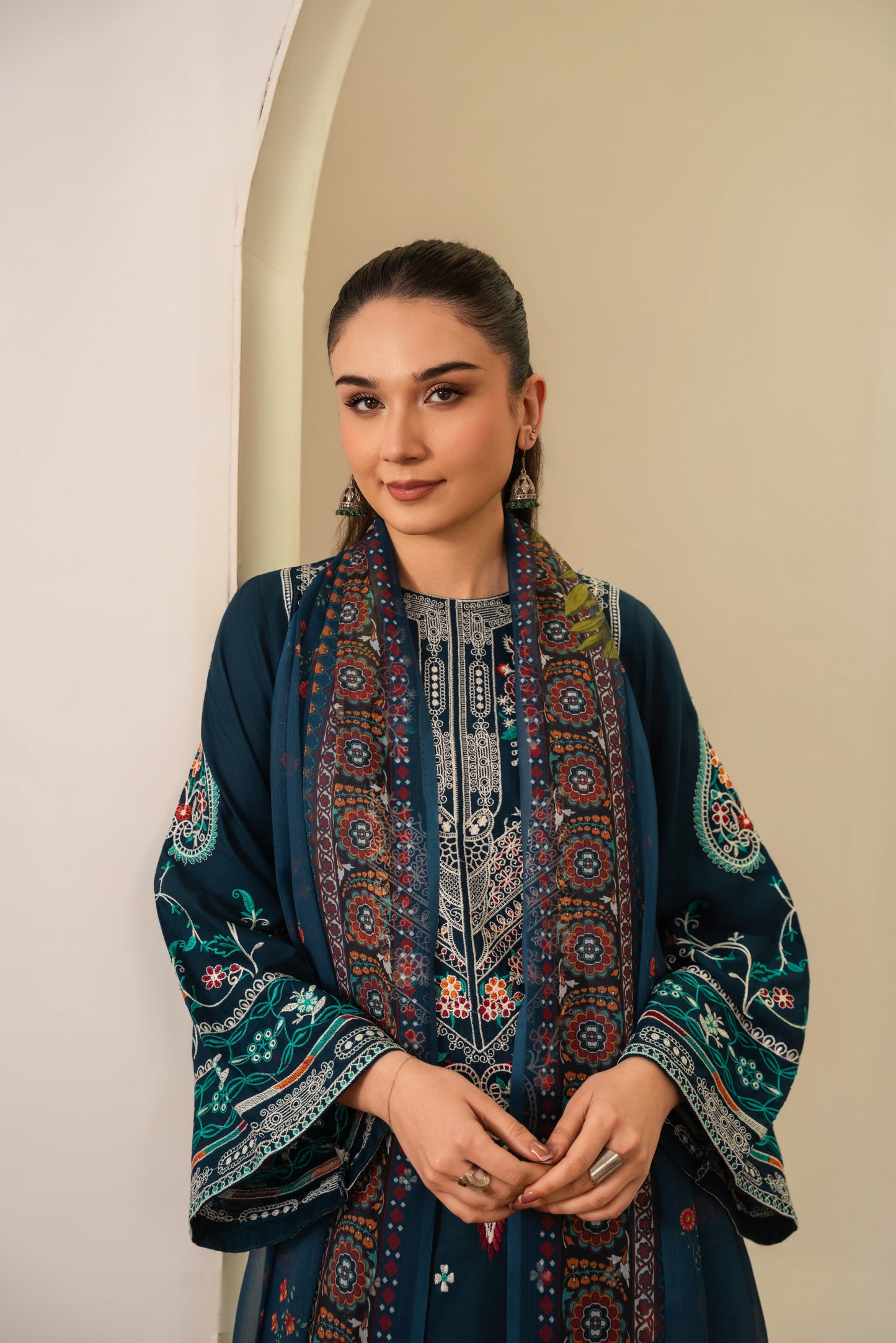 SAJJAL EMBROIDERED 3PC (FARSHI) Raj Kumari Collections