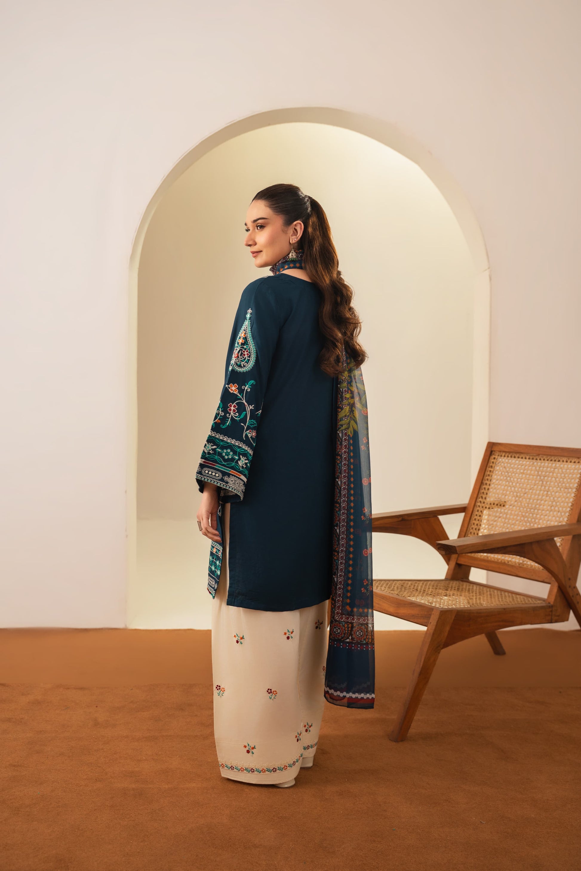 SAJJAL EMBROIDERED 3PC (FARSHI) Raj Kumari Collections