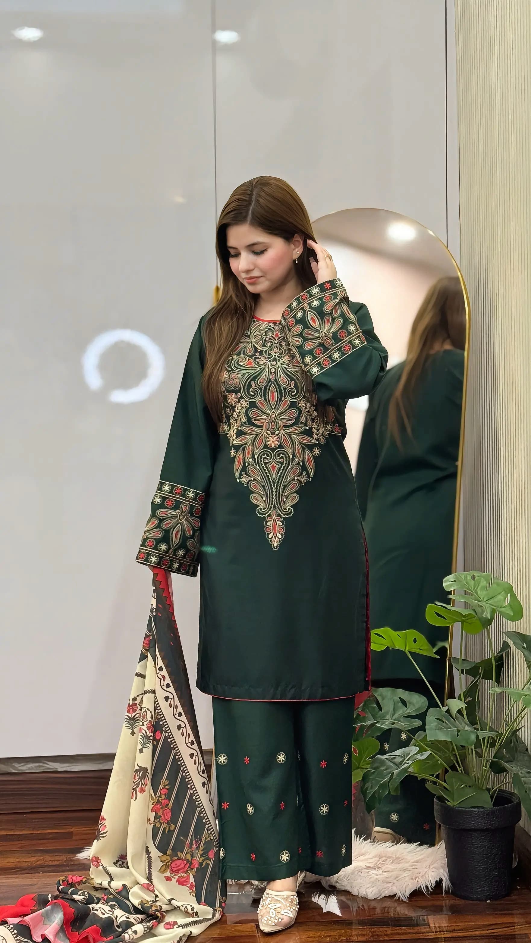 DINAR EMBROIDERY 3PC LADIES FASHION DRESS Raj Kumari Collections