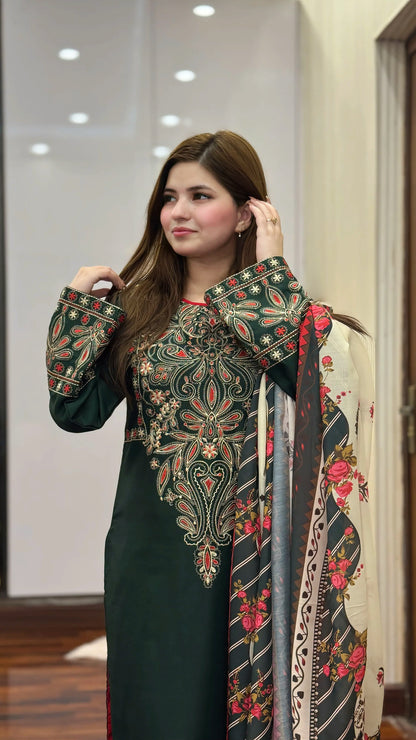 DINAR EMBROIDERY 3PC LADIES FASHION DRESS Raj Kumari Collections