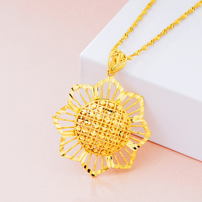 Elegant Sunflower Gold Pendant Necklace for Women – Stylish Luxury Jewelry Gift Raj Kumari Collections