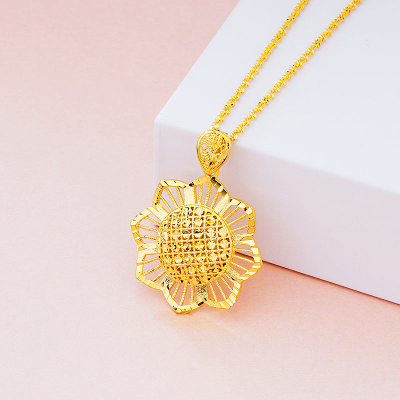 Elegant Sunflower Gold Pendant Necklace for Women – Stylish Luxury Jewelry Gift Raj Kumari Collections