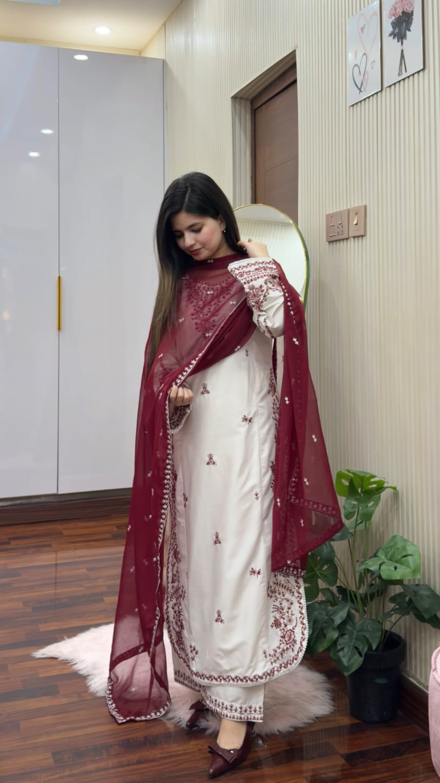SNOW DROP EMBROIDERED 3PC LADIES FASHION DRESSES Raj Kumari Collections