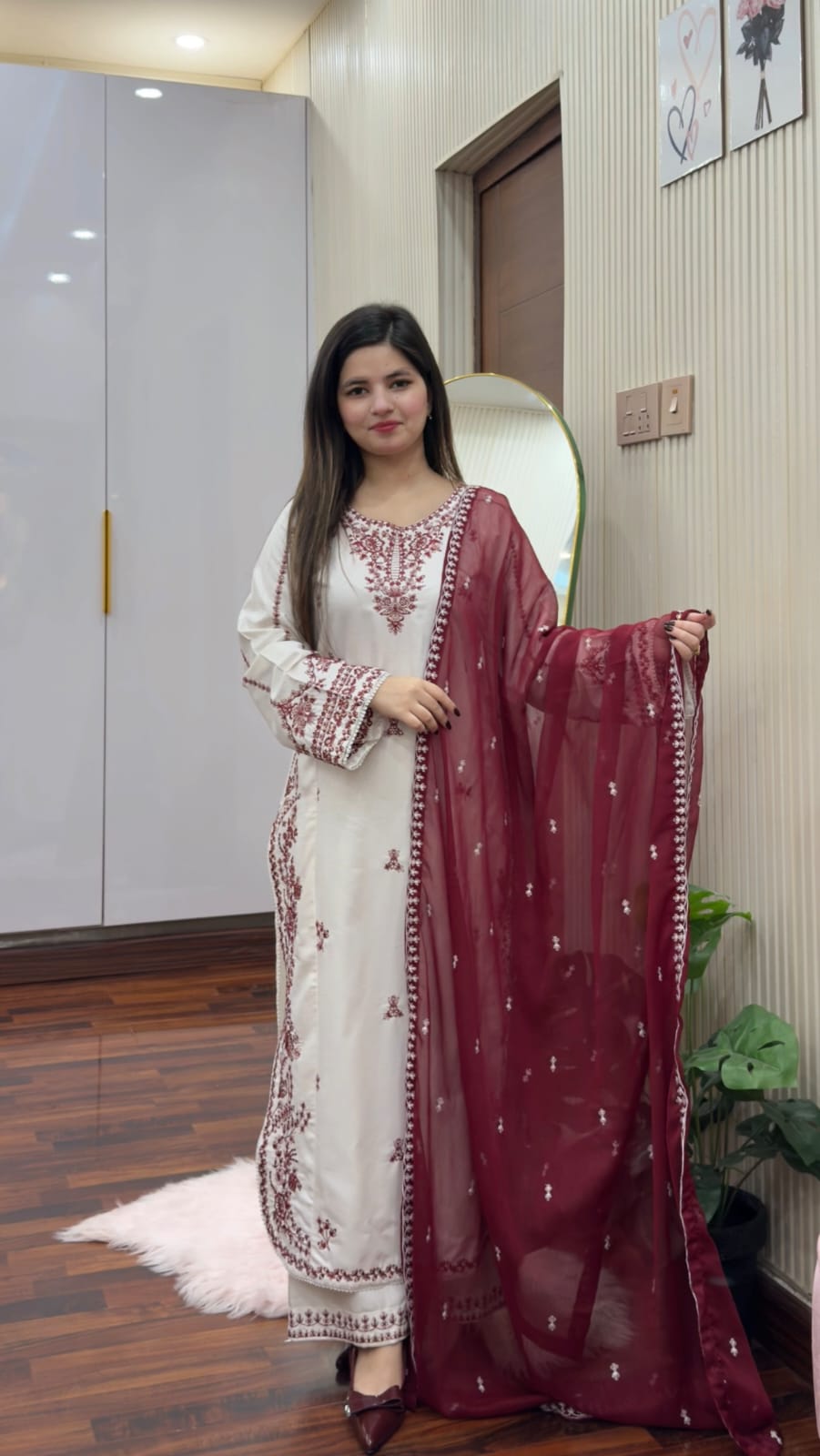 SNOW DROP EMBROIDERED 3PC LADIES FASHION DRESSES Raj Kumari Collections