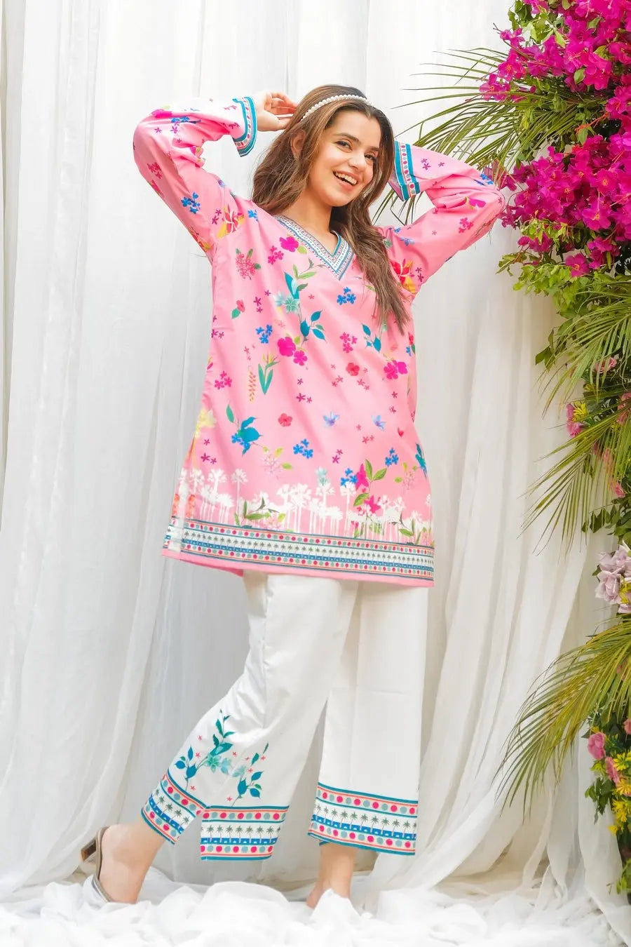 PINK FLORAL DIGITAL PRINTED (2 PC SUIT) Comfit Wears