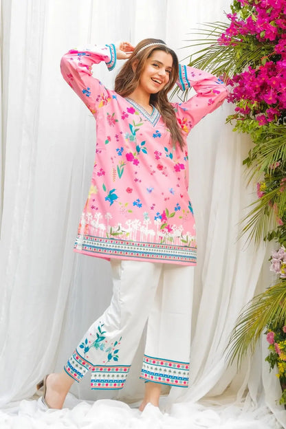 PINK FLORAL DIGITAL PRINTED (2 PC SUIT) Comfit Wears
