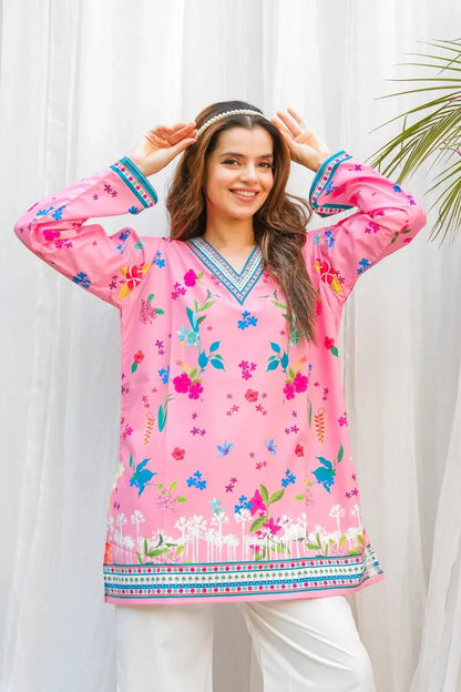 PINK FLORAL DIGITAL PRINTED (2 PC SUIT) Comfit Wears