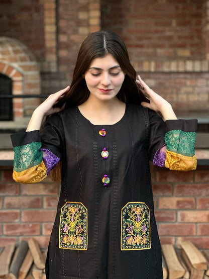 COTTON DOUBLE POCKET EMBROIDERY 2 PIECE SUIT Comfit Wears