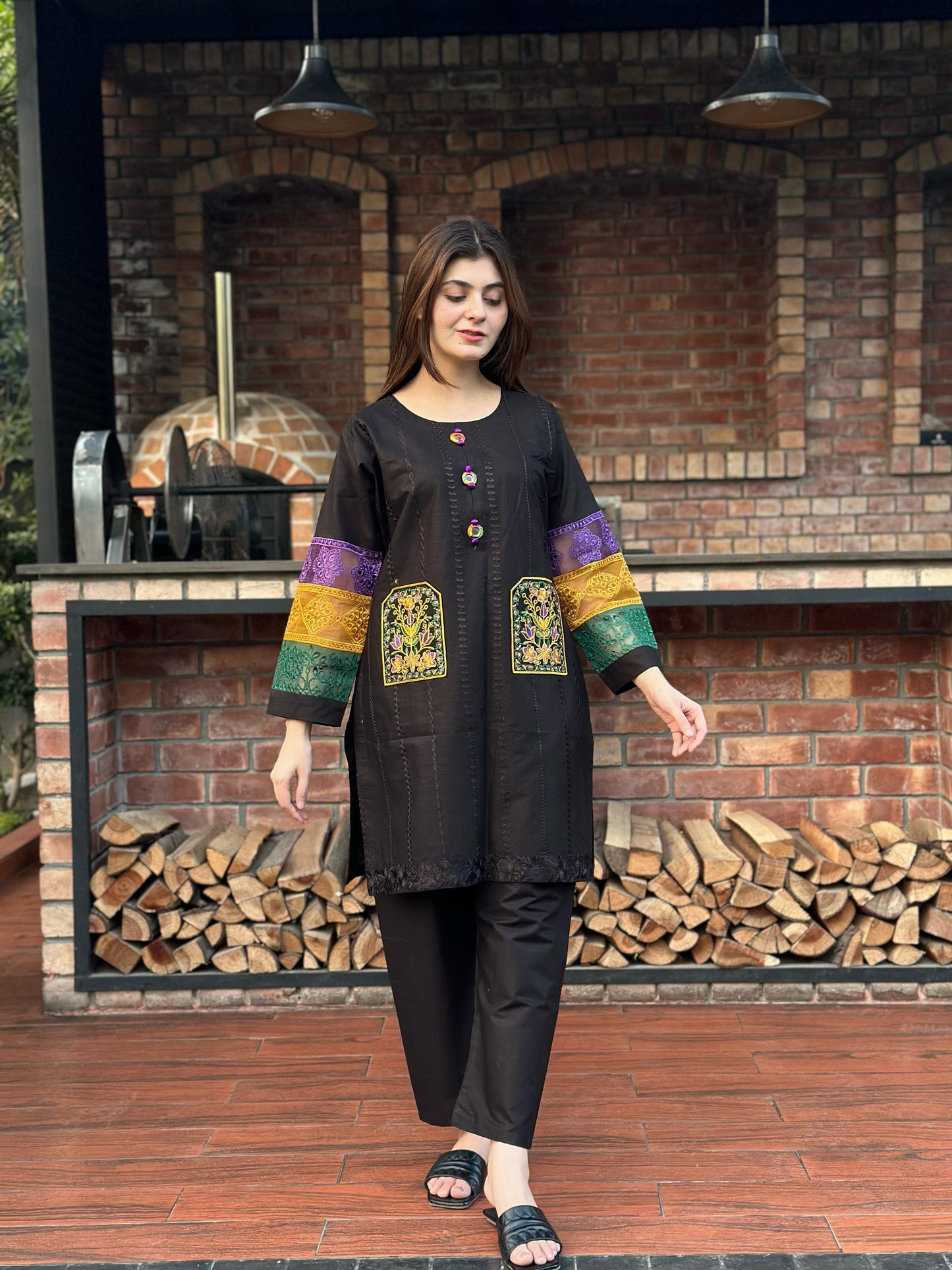 COTTON DOUBLE POCKET EMBROIDERY 2 PIECE SUIT Comfit Wears