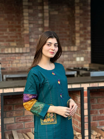 COTTON DOUBLE POCKET EMBROIDERY 2 PIECE SUIT Comfit Wears