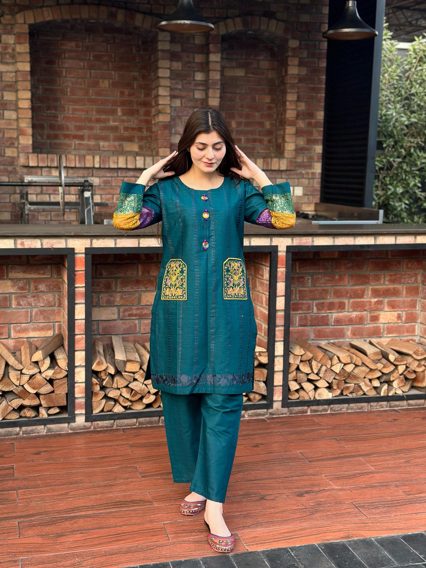 COTTON DOUBLE POCKET EMBROIDERY 2 PIECE SUIT Comfit Wears