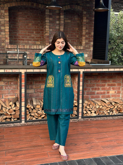 COTTON DOUBLE POCKET EMBROIDERY 2 PIECE SUIT Comfit Wears
